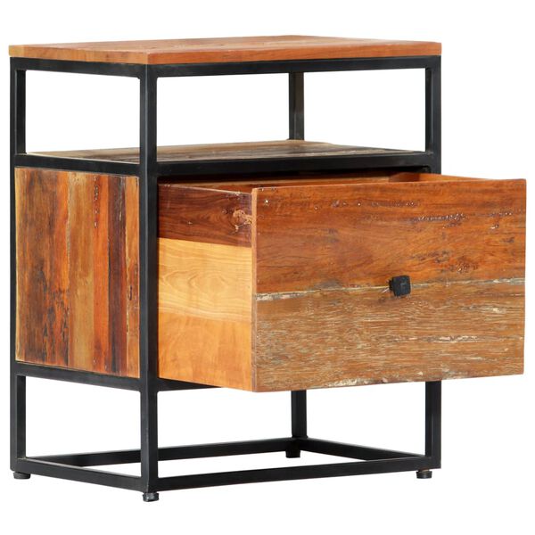vidaXL Bedside Cabinet 40x30x50 cm Solid Reclaimed Wood and Steel