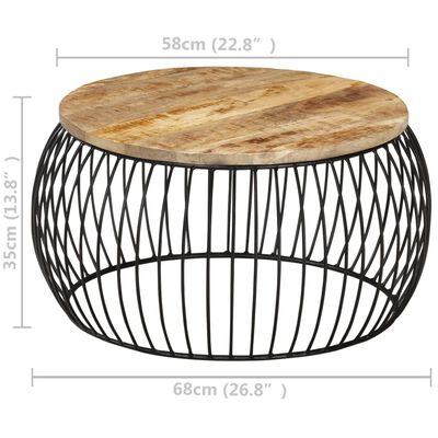 vidaXL Coffee Table Ø68 cm Rough Mango Wood