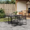 vidaXL 5 Piece Garden Dining Set with Cushions Black Poly Rattan