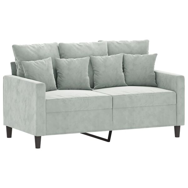 vidaXL 2 Piece Sofa Set with Cushions Light Grey Velvet