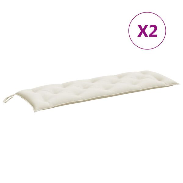 vidaXL Garden Bench Cushions 2 pcs Melange Cream 150x50x7 cm Fabric