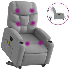 vidaXL Electric Stand up Massage Recliner Chair Light Grey Fabric