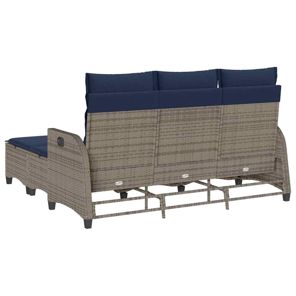 vidaXL 3 Piece Garden Sofa Set with Cushions L-shaped Grey Poly Rattan