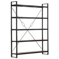 vidaXL 5-Tier Bookcase Black 140x30x180 cm Solid Mango Wood