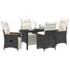 vidaXL Garden Dining Set with Cushion 5 pcs Black Poly Rattan