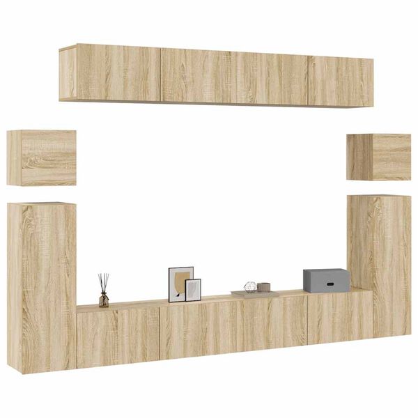 vidaXL 8 Piece TV Cabinet Set Sonoma Oak Engineered Wood