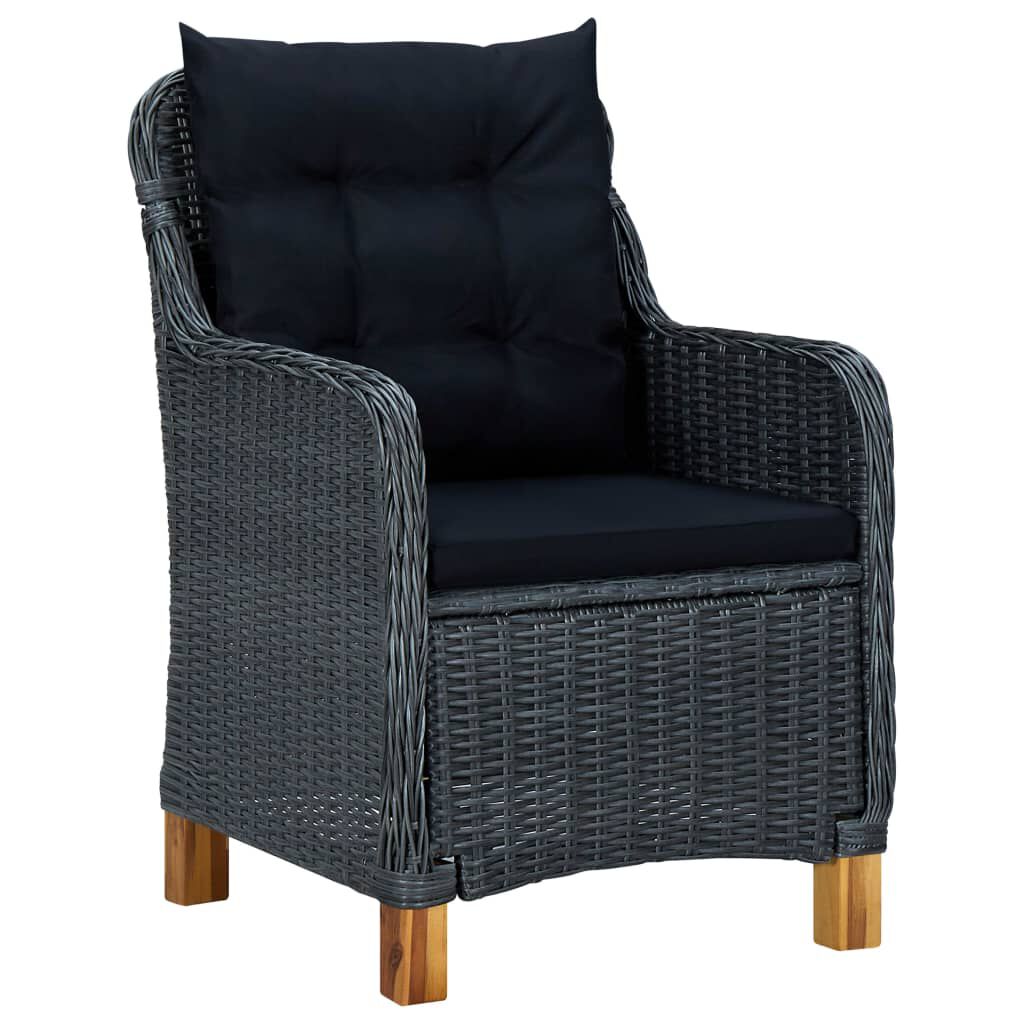 vidaXL 3 Piece Garden Lounge Set with Cushions Poly Rattan Dark Grey