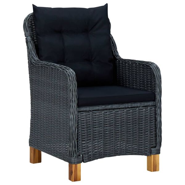 vidaXL 3 Piece Garden Lounge Set with Cushions Poly Rattan Dark Grey