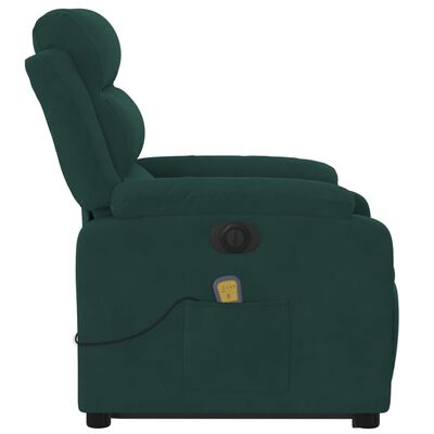 vidaXL Electric Stand up Massage Recliner Chair Dark Green Velvet