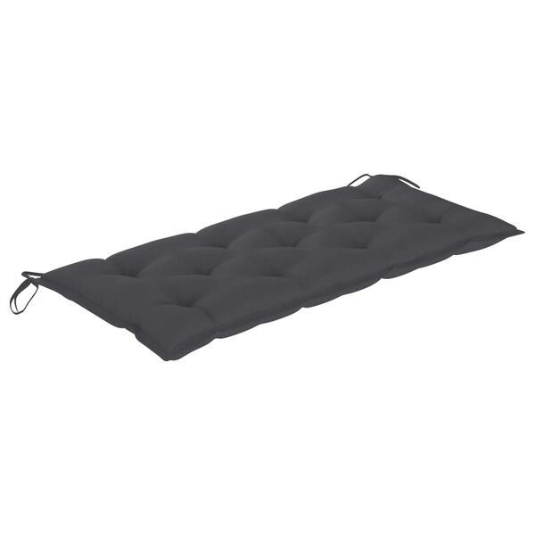 vidaXL Batavia Bench with Anthracite Cushion 120 cm Solid Teak Wood