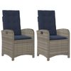 vidaXL Reclining Garden Chairs 2 pcs with Cushions Grey Poly Rattan