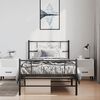 vidaXL Metal Bed Frame without Mattress with Footboard Black 100x190cm