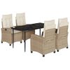 vidaXL 5 Piece Garden Dining Set with Cushions Beige Poly Rattan