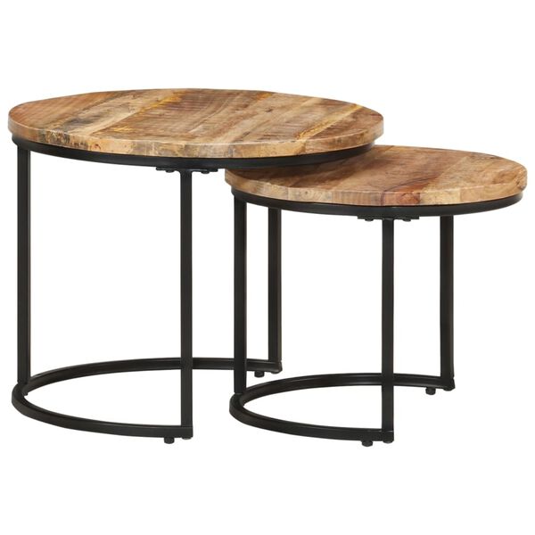vidaXL Nesting Tables 2 pcs Rough Mango Wood