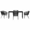 vidaXL Garden Dining Set with Cushion 5 pcs Black Powder-Coated Steel