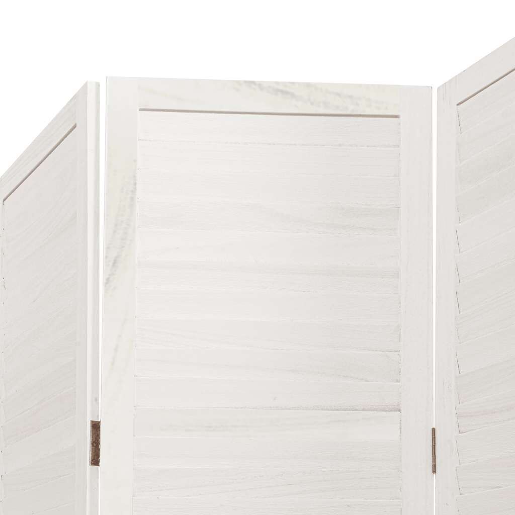vidaXL Room Divider 3 Panels White Solid Wood Paulownia