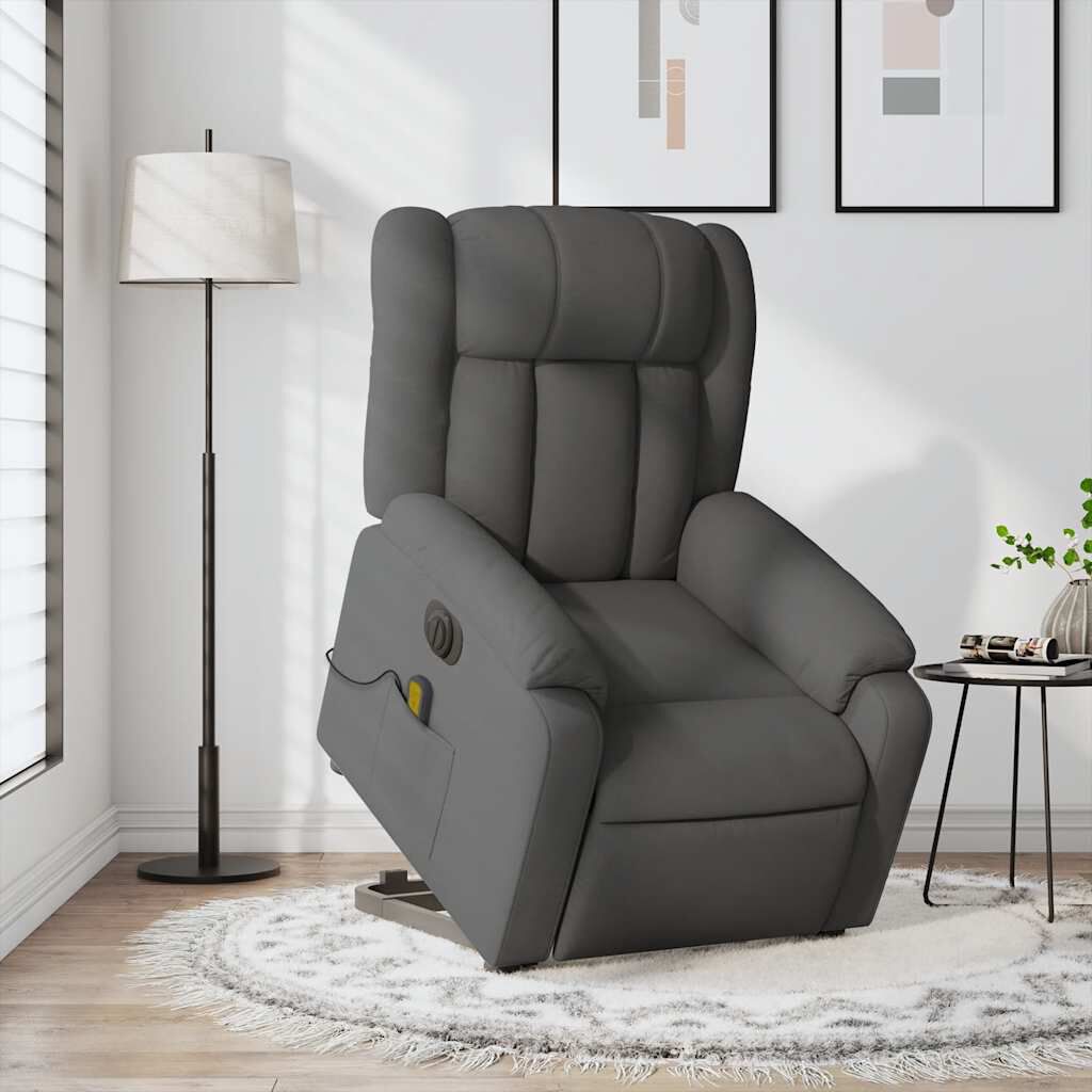 vidaXL Electric Stand up Massage Recliner Chair Dark Grey Fabric