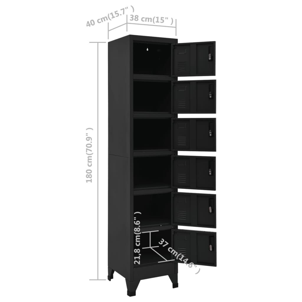 vidaXL Locker Cabinet Black 38x40x180 cm Steel