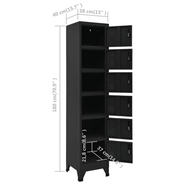 vidaXL Locker Cabinet Black 38x40x180 cm Steel