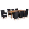 vidaXL 9 Piece Outdoor Dining Set Poly Rattan Black and Brown