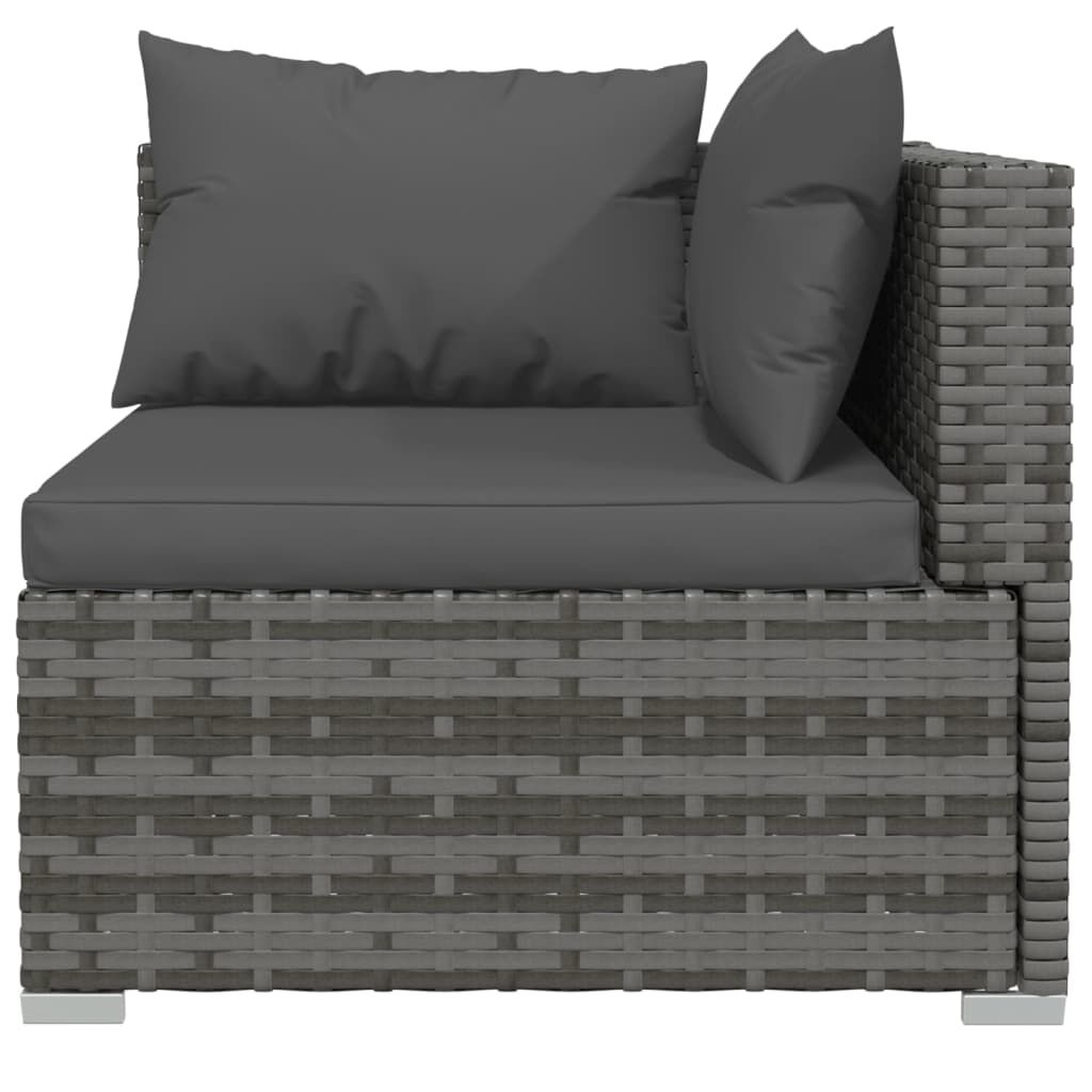 vidaXL 6 Piece Garden Lounge Set with Cushions Poly Rattan Grey