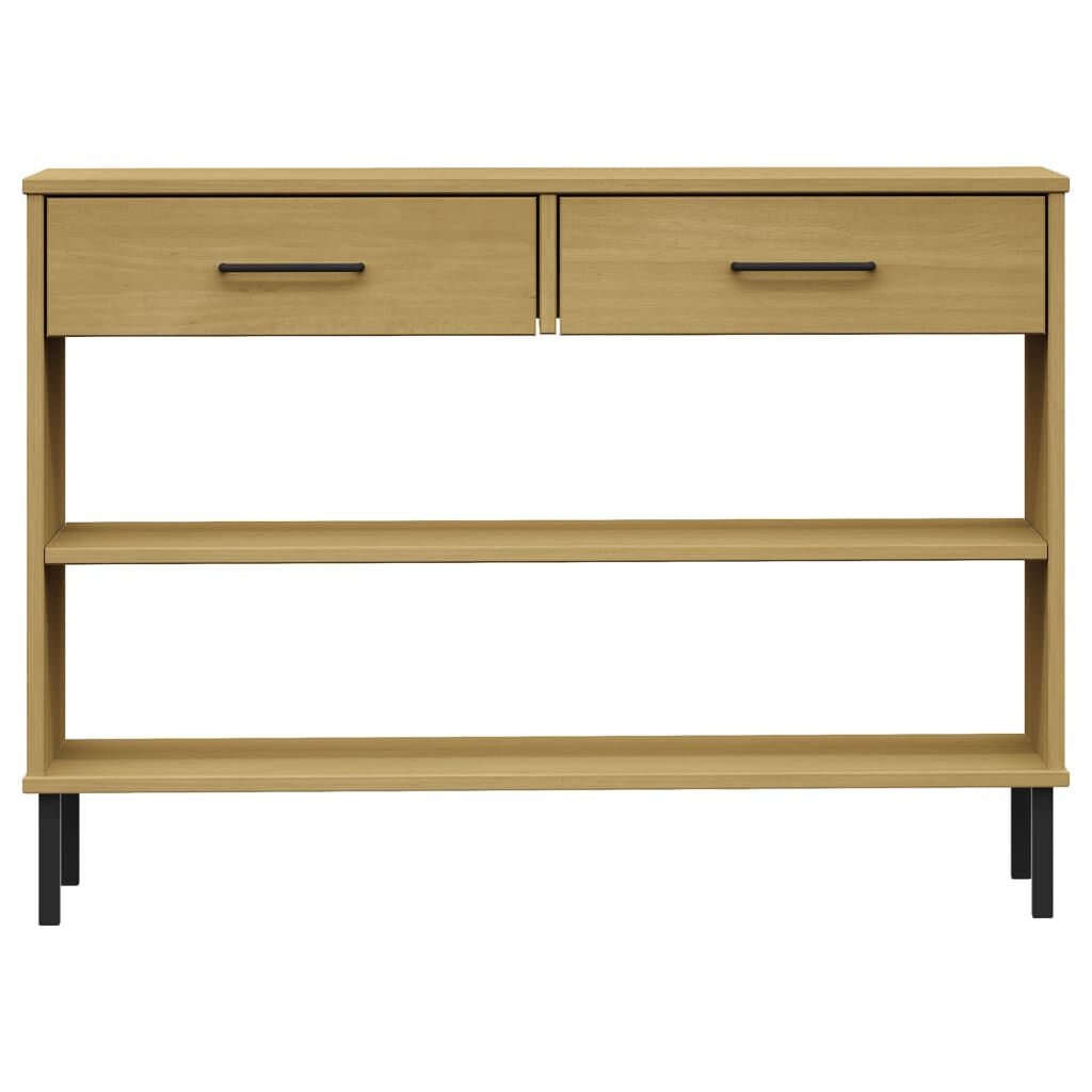 vidaXL Console Cabinet with Metal Legs Brown Solid Wood Pine OSLO