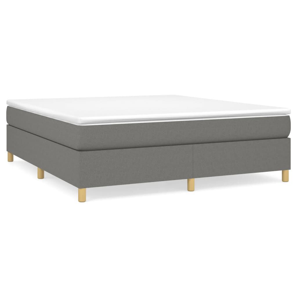 vidaXL Box Spring Bed with Mattress Dark Grey 193x203 cm King Fabric