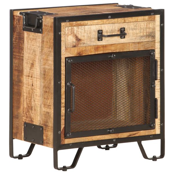 vidaXL Bedside Cabinet 43x30x51 cm Solid Rough Mango Wood