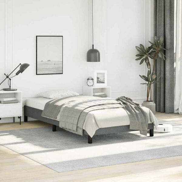 vidaXL Bed Frame without Mattress Dark Grey 100x203 cm Twin XL Fabric