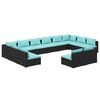 vidaXL 12 Piece Garden Lounge Set with Cushions Black Poly Rattan