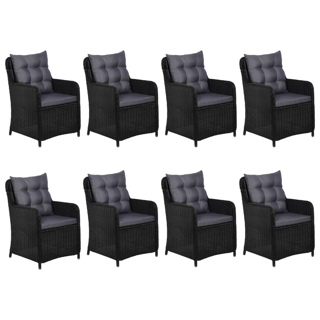 vidaXL 9 Piece Outdoor Dining Set Poly Rattan Black