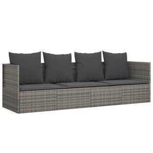 vidaXL Outdoor Lounge Bed with Cushions Grey Poly Rattan
