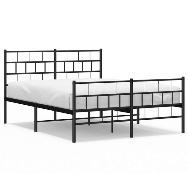 vidaXL Metal Bed Frame without Mattress with Footboard Black 150x200cm