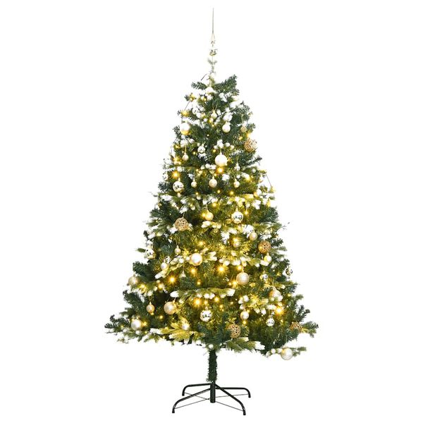 vidaXL Artificial Hinged Christmas Tree 150 LEDs & Ball Set 120 cm