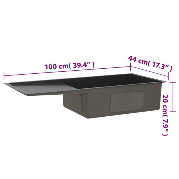 vidaXL Handmade Kitchen Sink Black Stainless Steel