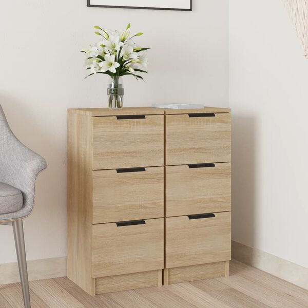 vidaXL Sideboards 2 pcs Sonoma Oak 30x30x70 cm Engineered Wood