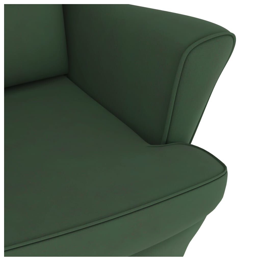 vidaXL Rocking Chair with Solid Wood Rubber Legs Dark Green Velvet