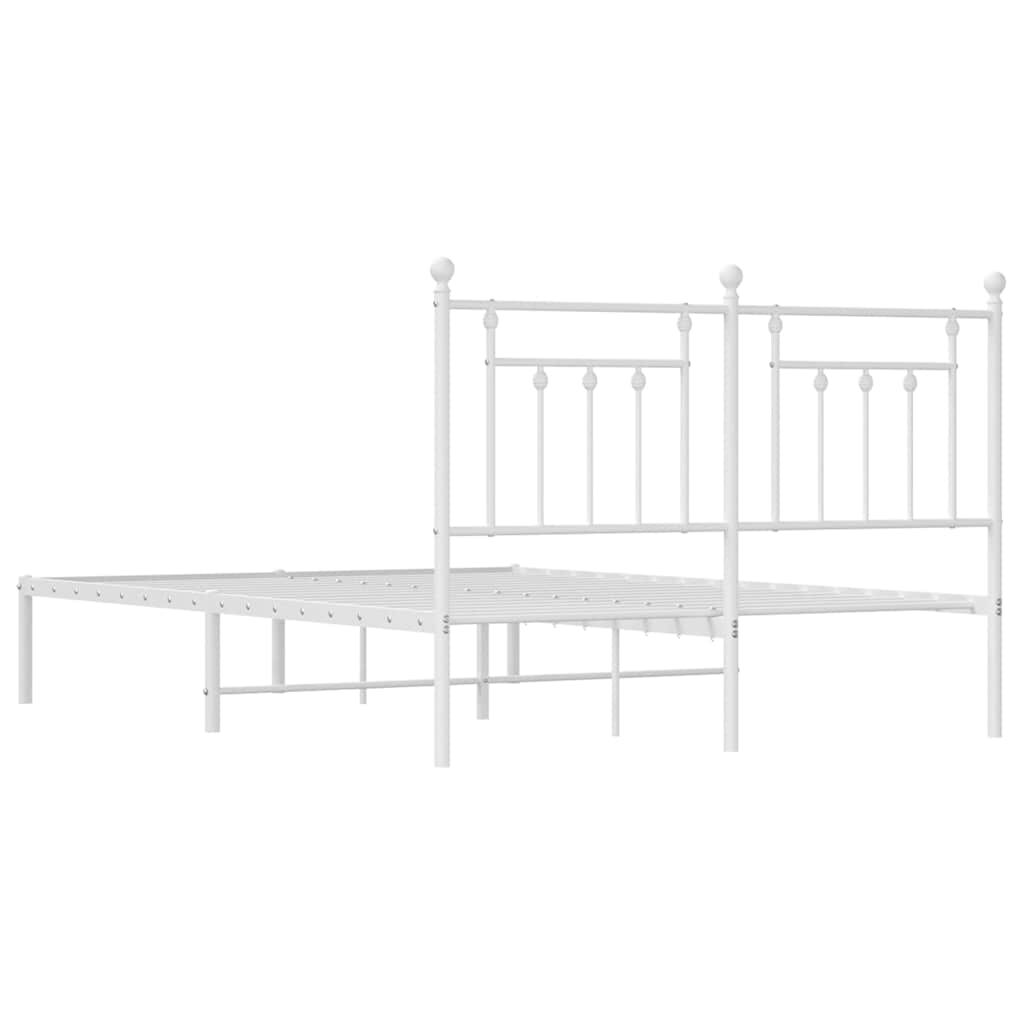 vidaXL Metal Bed Frame without Mattress with Headboard White 150x200cm