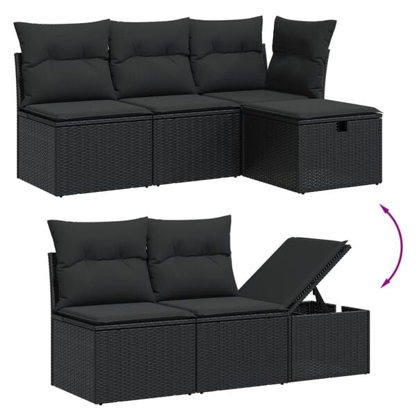 vidaXL 7 Piece Garden Sofa Set with Cushions Beige Poly Rattan