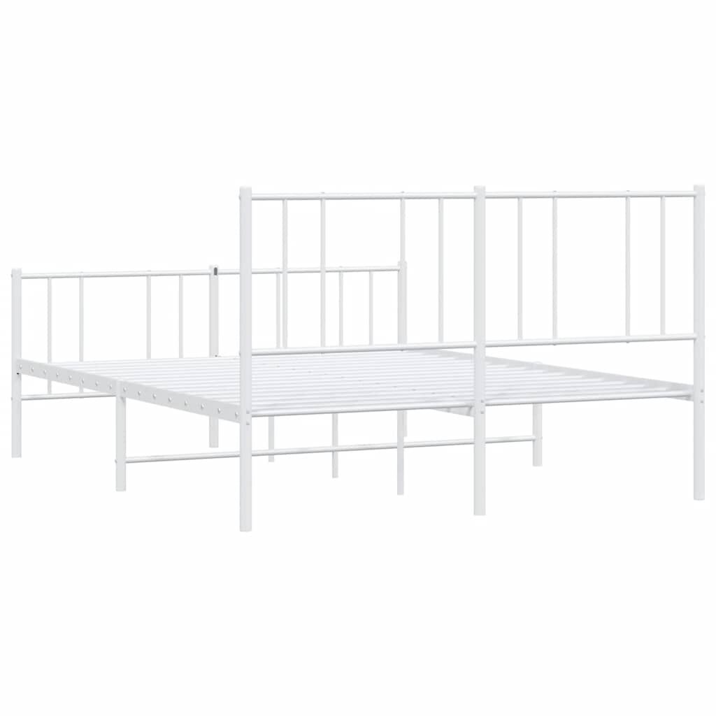 vidaXL Metal Bed Frame without Mattress with Footboard White 135x190cm