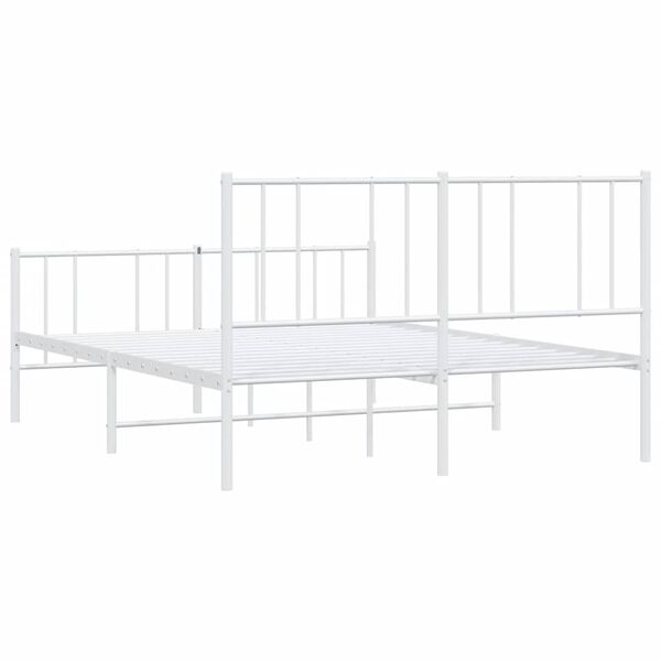 vidaXL Metal Bed Frame without Mattress with Footboard White 135x190cm