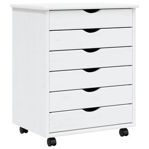 vidaXL Rolling Cabinet with Drawers MOSS White Solid Wood Pine