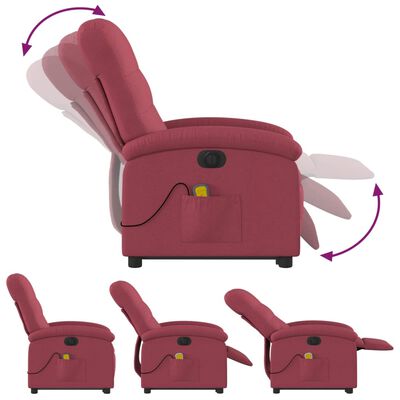 vidaXL Electric Stand up Massage Recliner Chair Wine Red Fabric