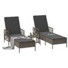 vidaXL Sun lounger Reclining 2 pcs Grey 35 x 35 x 32cm Poly Rattan