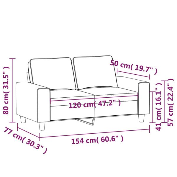 vidaXL 2-Seater Sofa Light Grey 120 cm Microfibre Fabric