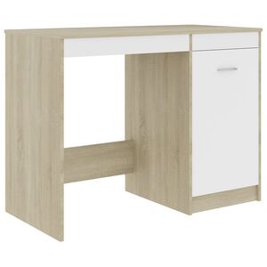 vidaXL Desk White and Sonoma Oak 100x50x76 cm Engineered Wood