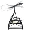 vidaXL 3-Seater Garden Swing Bench with Canopy Poly Rattan Black