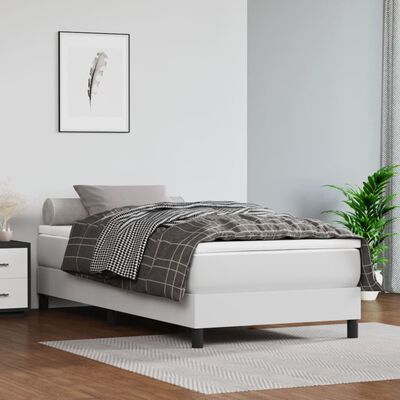 vidaXL Box Spring Bed with Mattress White 100x190 cm Twin Faux Leather