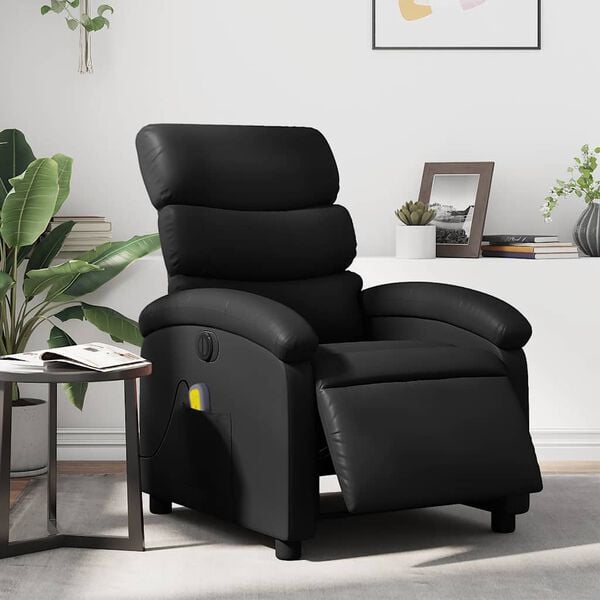 vidaXL Electric Massage Recliner Chair Black Faux Leather