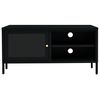 vidaXL TV Cabinet Black 90x30x44 cm Steel and Glass
